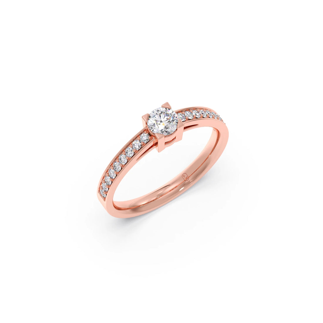 4 Prong Round Pave Engagement Ring – 4.4 MM