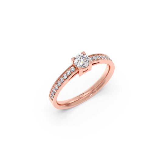 4 Prong Round Pave Engagement Ring – 4.4 MM