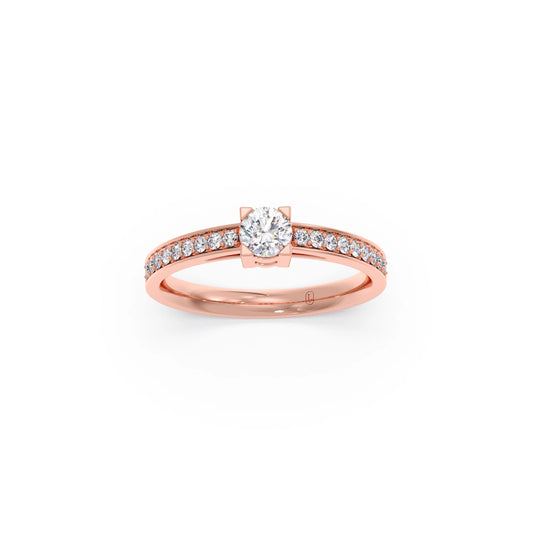 4 Prong Round Pave Engagement Ring – 4.4 MM