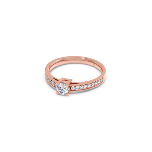 4 Prong Round Pave Engagement Ring – 4.4 MM