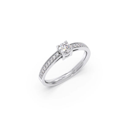 4 Prong Round Pave Engagement Ring – 4.4 MM