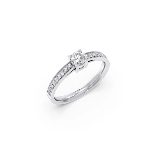 4 Prong Round Pave Engagement Ring – 4.4 MM