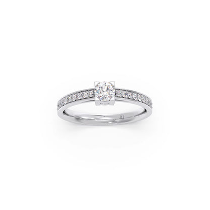 4 Prong Round Pave Engagement Ring – 4.4 MM