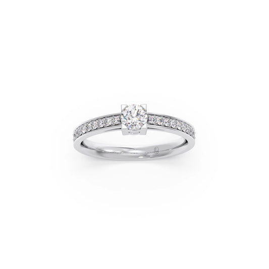 4 Prong Round Pave Engagement Ring – 4.4 MM