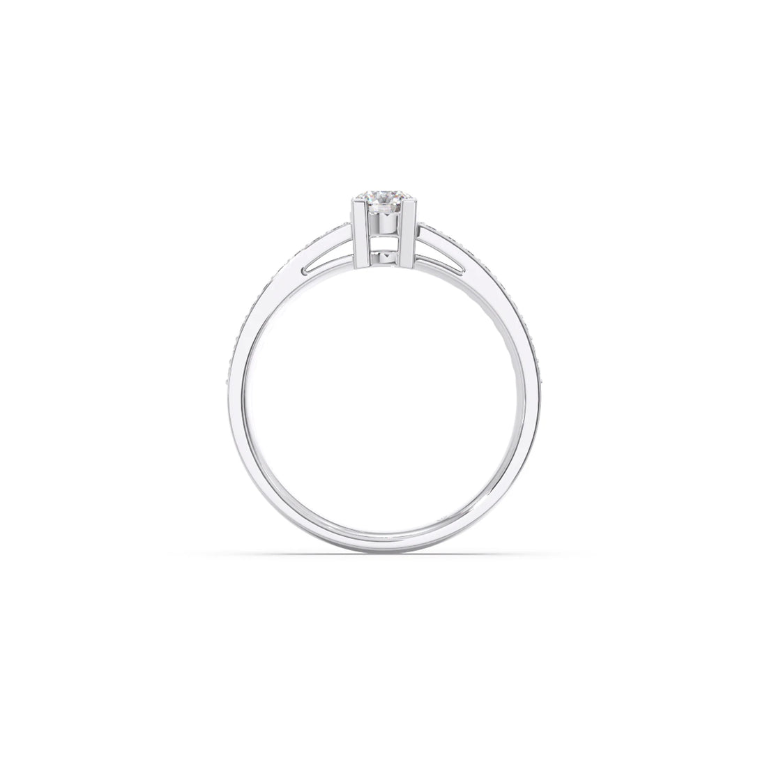 4 Prong Round Pave Engagement Ring – 4.4 MM
