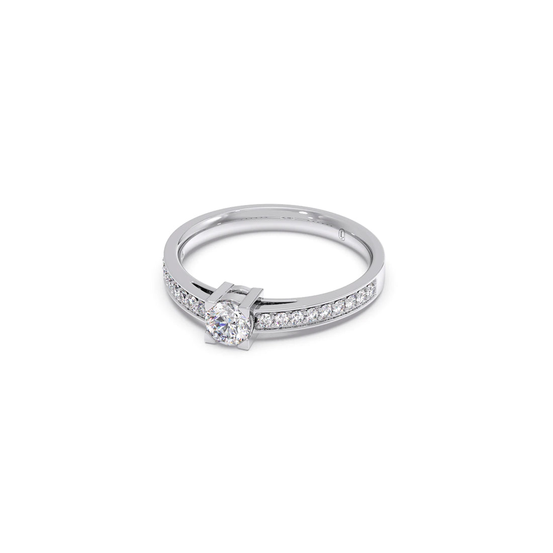 4 Prong Round Pave Engagement Ring – 4.4 MM