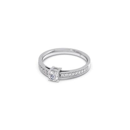4 Prong Round Pave Engagement Ring – 4.4 MM