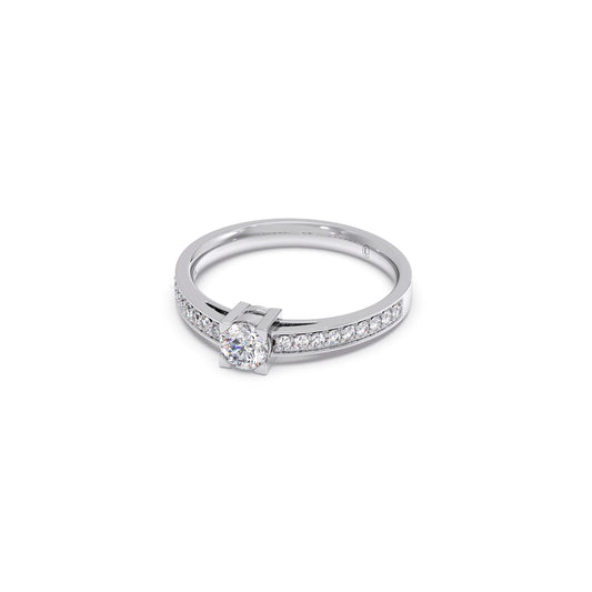 4 Prong Round Pave Engagement Ring – 4.4 MM