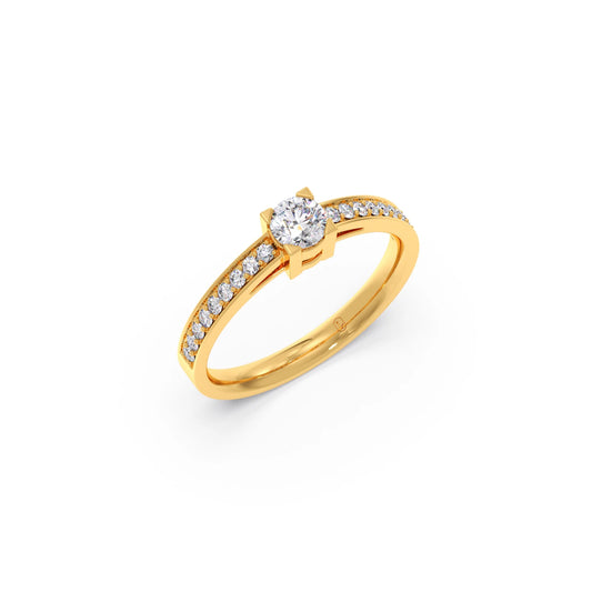 4 Prong Round Pave Engagement Ring – 4.4 MM