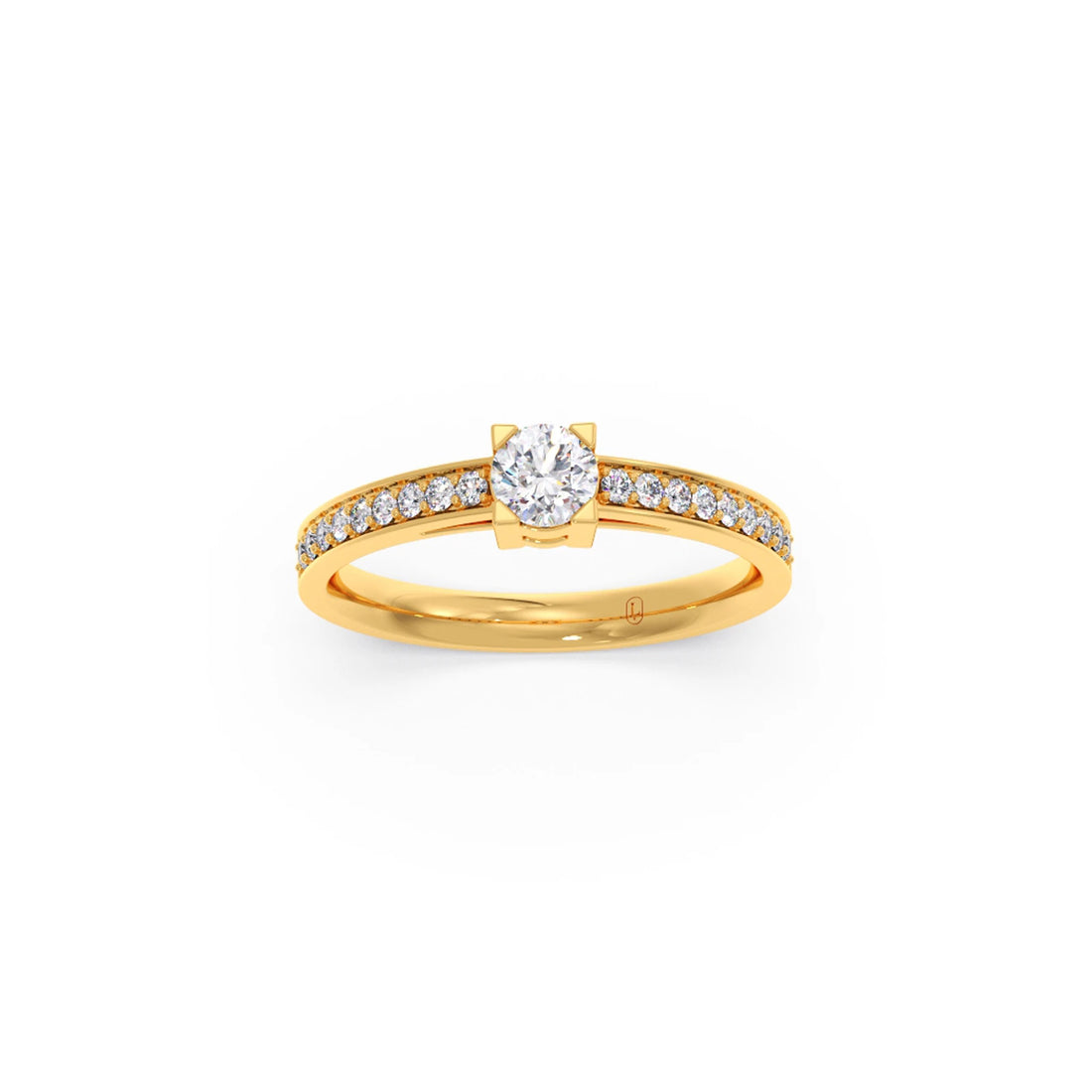 4 Prong Round Pave Engagement Ring – 4.4 MM