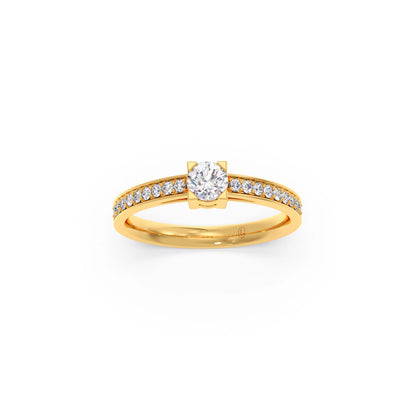 4 Prong Round Pave Engagement Ring – 4.4 MM
