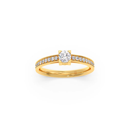 4 Prong Round Pave Engagement Ring – 4.4 MM