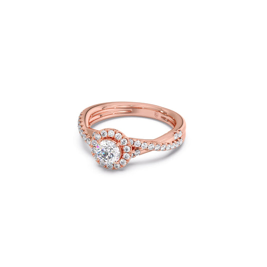 Round Halo Twisted Engagement Ring – 0.48 ct