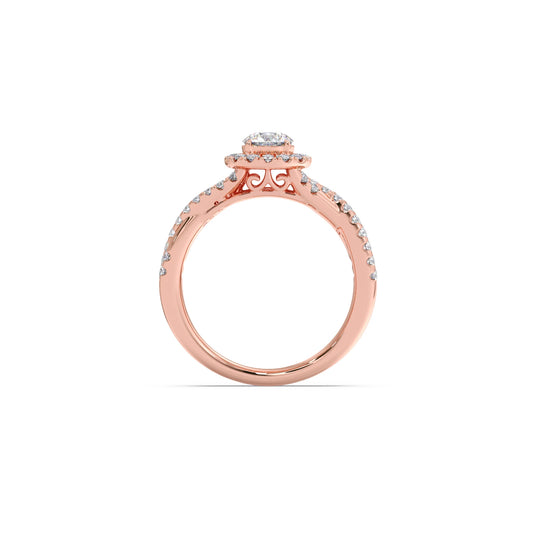 Round Halo Twisted Engagement Ring – 0.48 ct