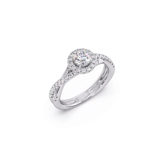Round Halo Twisted Engagement Ring – 0.48 ct