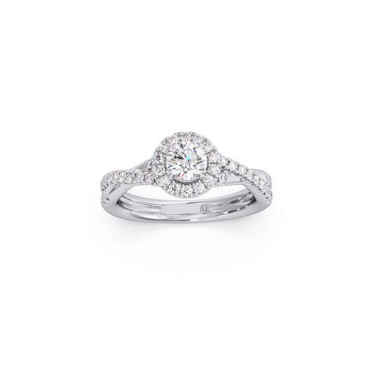 Round Halo Twisted Engagement Ring – 0.48 ct