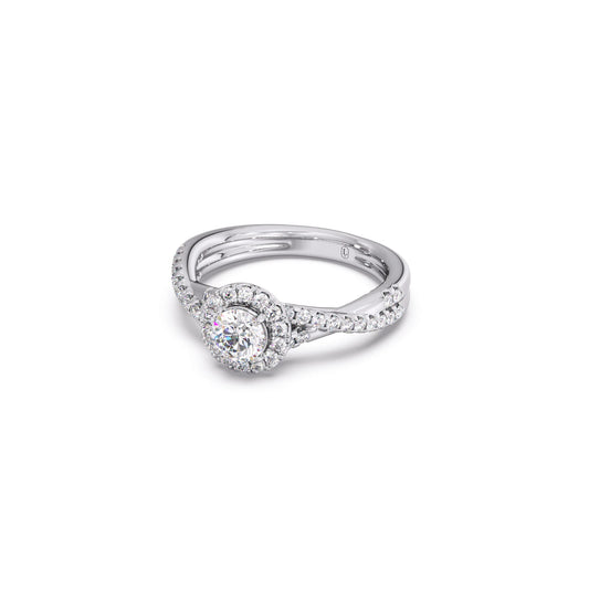 Round Halo Twisted Engagement Ring – 0.48 ct