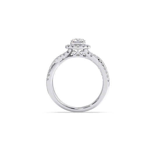 Round Halo Twisted Engagement Ring – 0.48 ct
