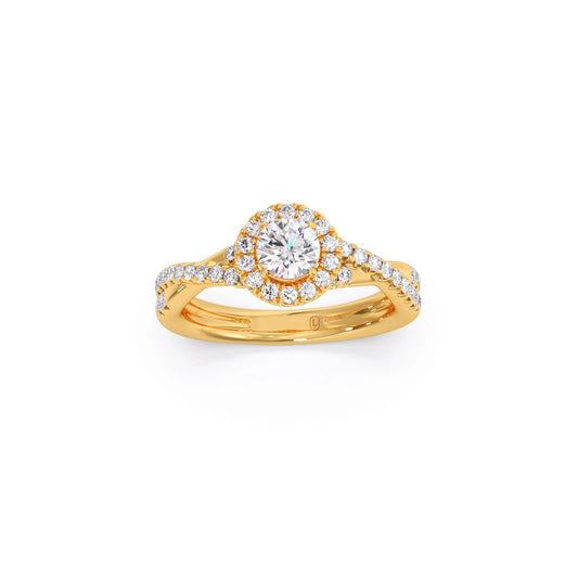 Round Halo Twisted Engagement Ring – 0.48 ct