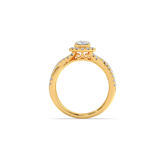Round Halo Twisted Engagement Ring – 0.48 ct