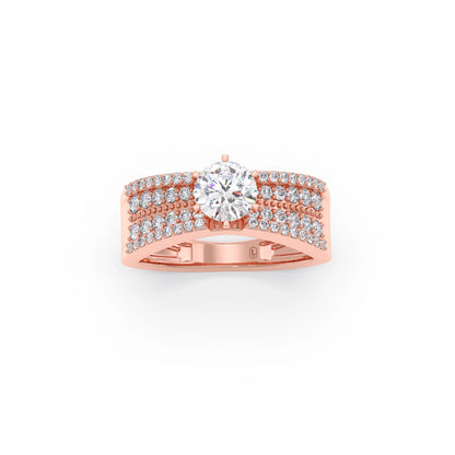 Elegant Round Center Stone Ring with Diamond Shoulders