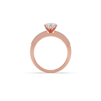 Elegant Round Center Stone Ring with Diamond Shoulders