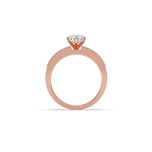 Elegant Round Center Stone Ring with Diamond Shoulders