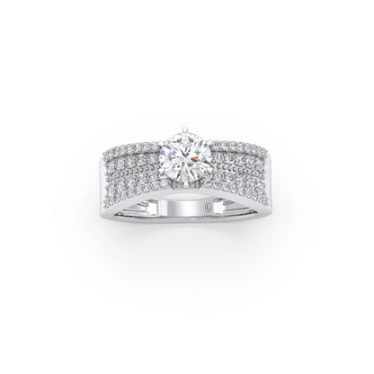 Elegant Round Center Stone Ring with Diamond Shoulders