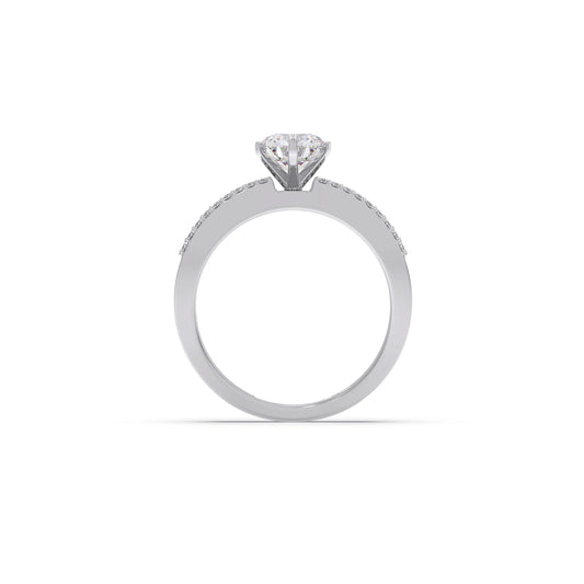 Elegant Round Center Stone Ring with Diamond Shoulders
