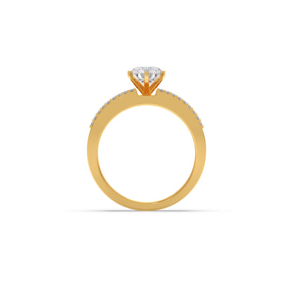 Elegant Round Center Stone Ring with Diamond Shoulders