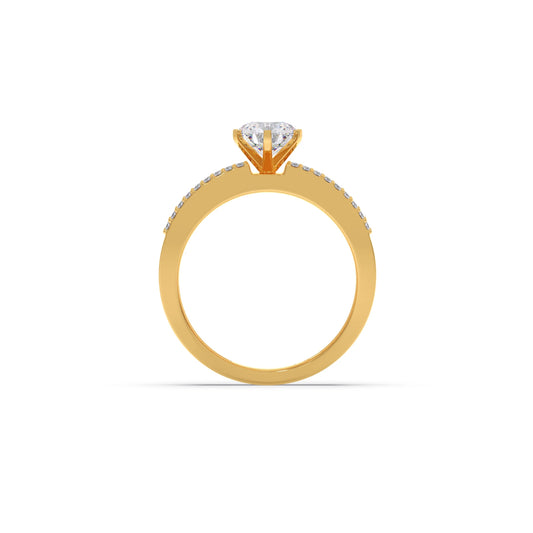 Elegant Round Center Stone Ring with Diamond Shoulders