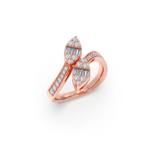 Baguette and Round Diamond Bypass Ring