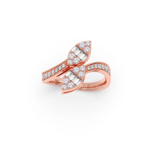 Baguette and Round Diamond Bypass Ring