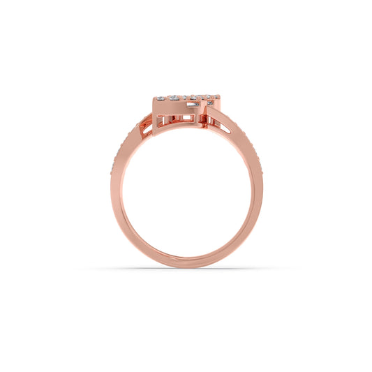 Baguette and Round Diamond Bypass Ring