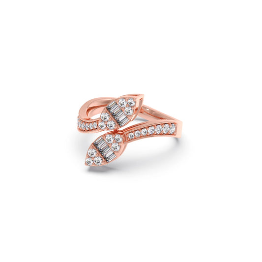 Baguette and Round Diamond Bypass Ring