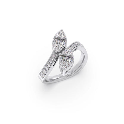 Baguette and Round Diamond Bypass Ring