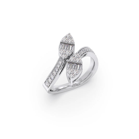 Baguette and Round Diamond Bypass Ring