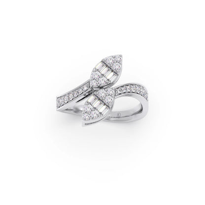Baguette and Round Diamond Bypass Ring