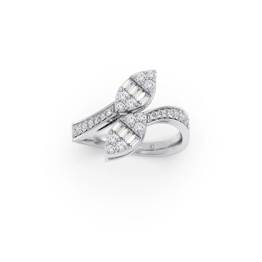 Baguette and Round Diamond Bypass Ring