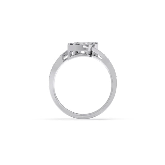 Baguette and Round Diamond Bypass Ring