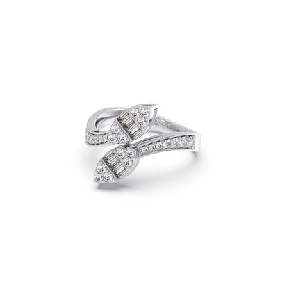 Baguette and Round Diamond Bypass Ring