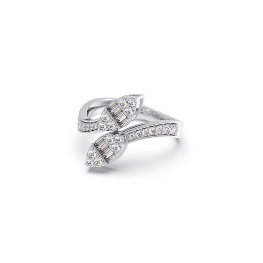 Baguette and Round Diamond Bypass Ring