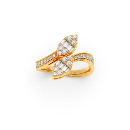 Baguette and Round Diamond Bypass Ring