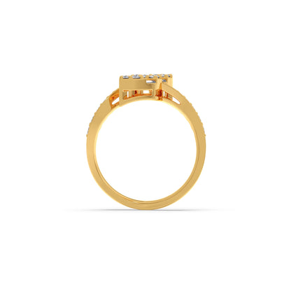 Baguette and Round Diamond Bypass Ring