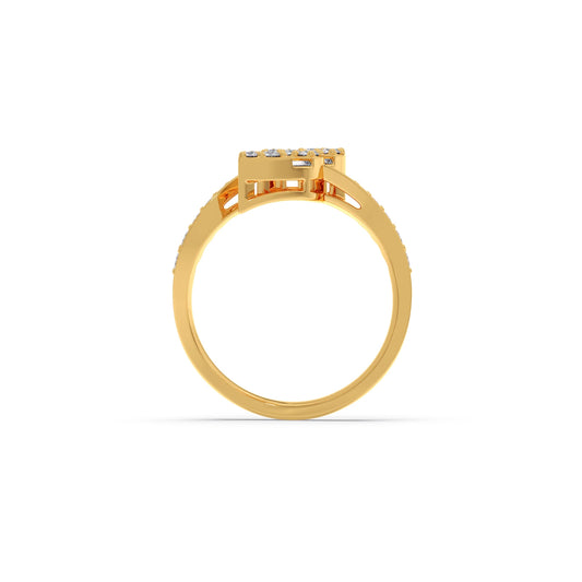 Baguette and Round Diamond Bypass Ring