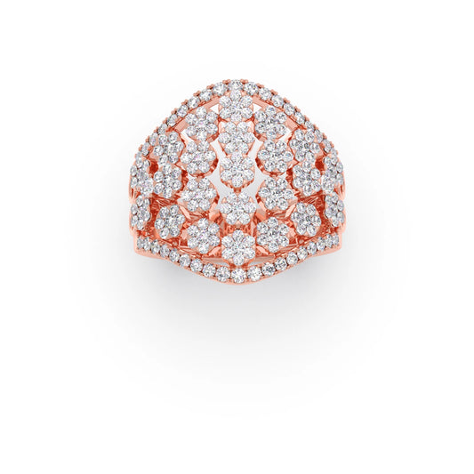 Round Diamond Classic Hexa Cluster Ring