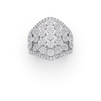 Round Diamond Classic Hexa Cluster Ring