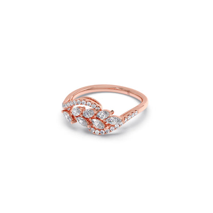 Marquise and Round Diamond Wave Ring