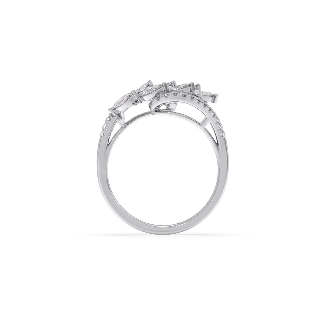 Marquise and Round Diamond Wave Ring