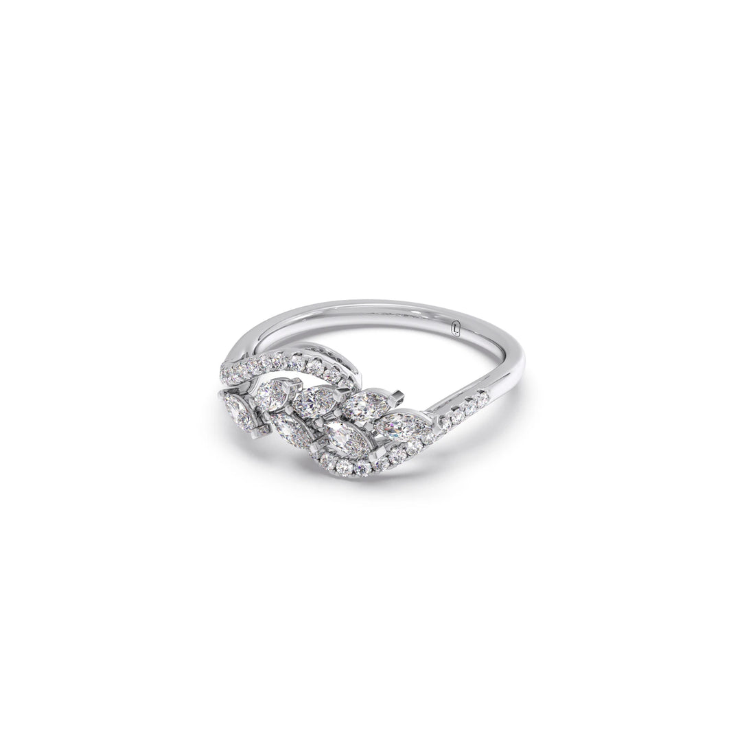 Marquise and Round Diamond Wave Ring